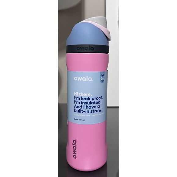 Owala FreeSip 24oz Stainless Steel Water Bottle, PINK SKIES